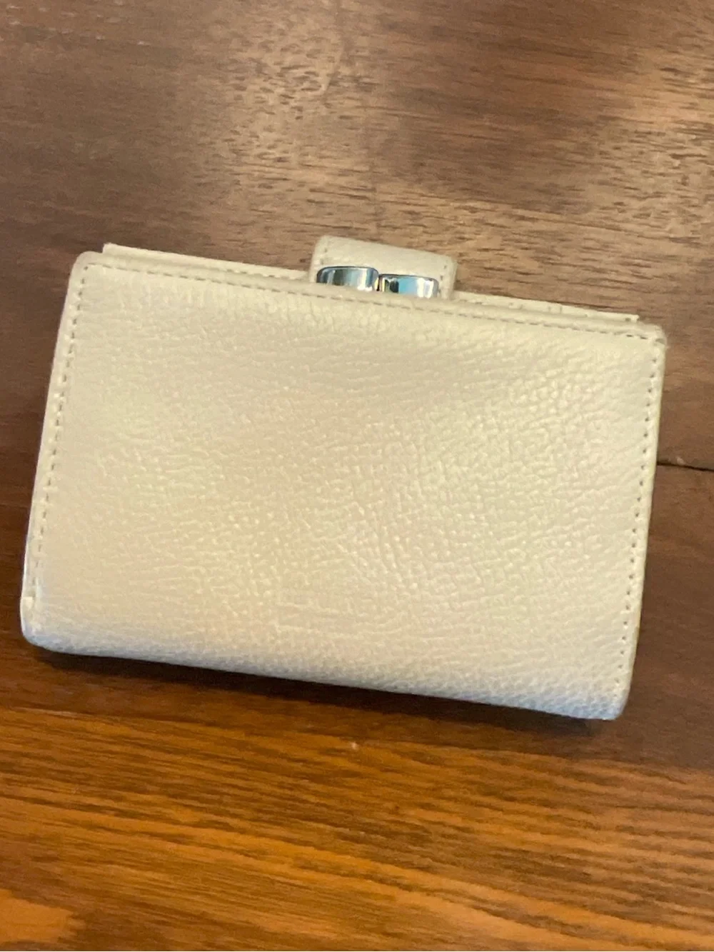Pebbled Leather Women's Wallet in Cream